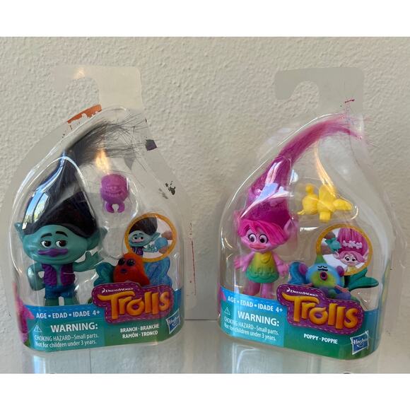 Dreamworks Poppy and Branch Troll Dolls Cake Toppers Toy - Picture 1 of 5